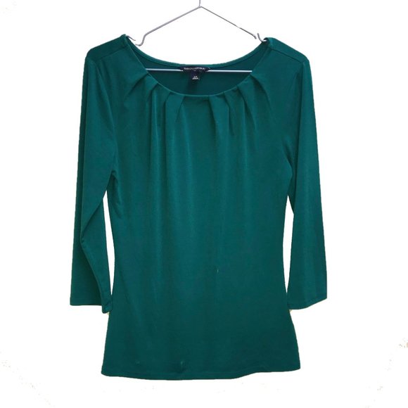 Banana Republic Emerald Green Pleated Blouse - Picture 1 of 4
